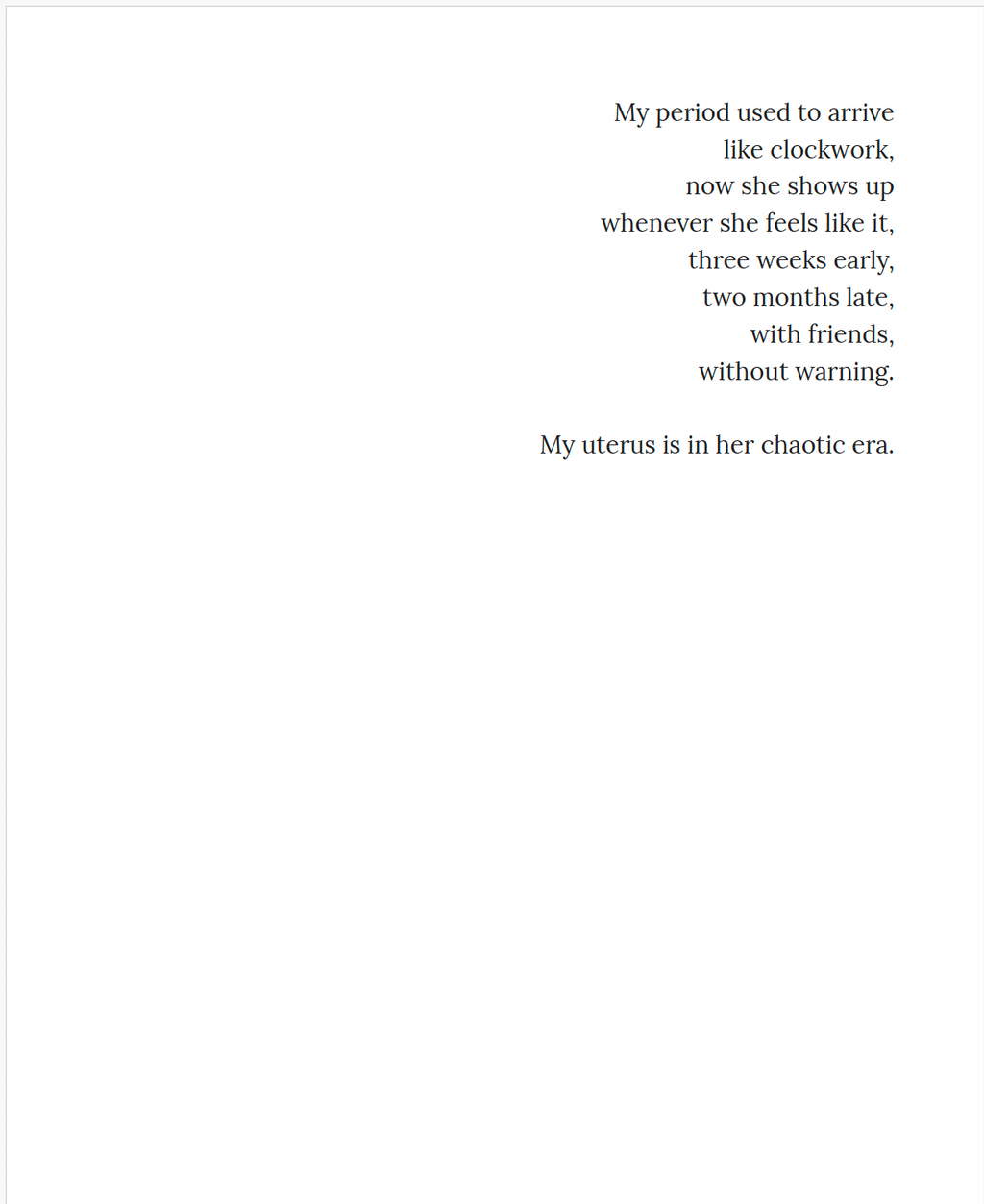 My Uterus is in Her Chaotic Era Paperback